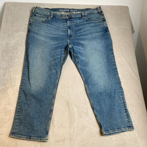 Essentials Mens Jeans Size 50x28 Straight Blue Denim Cotton Blend Stretch - Picture 10 of 10